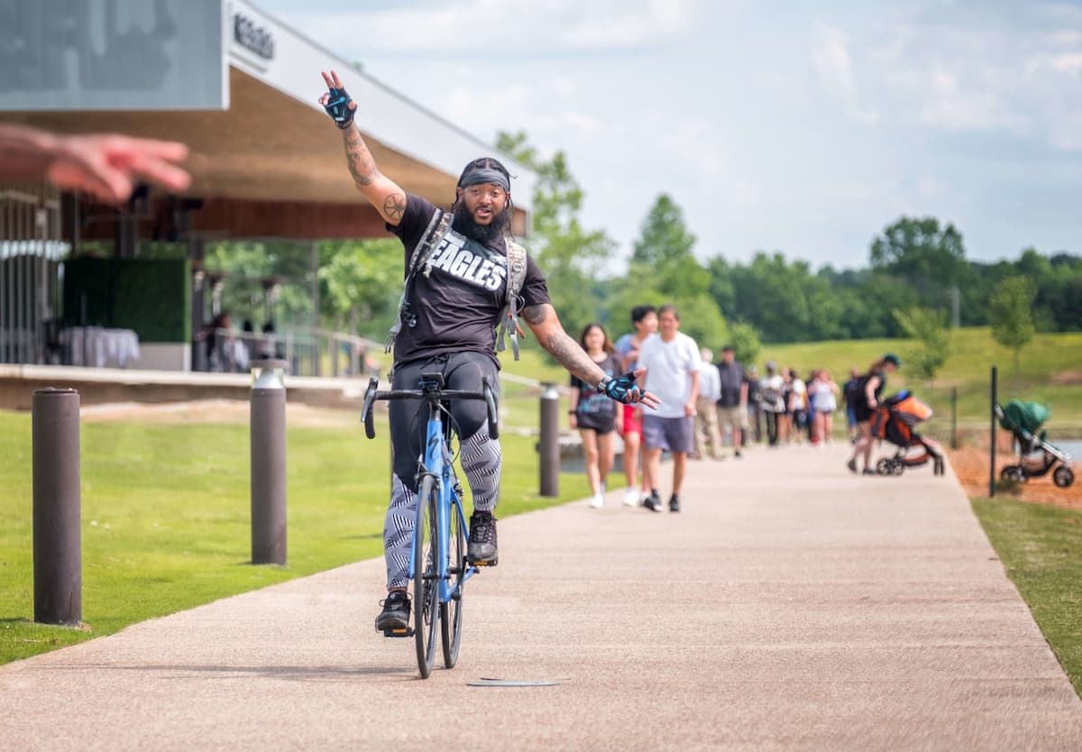 Man biking in Memphis road